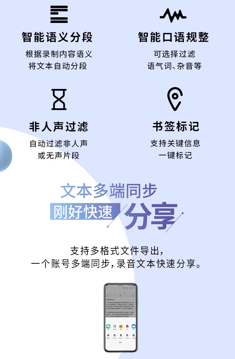 科大讯飞AI智能录音笔SR101 8G+云储存 终身免费转写 中英文实时互转 触摸屏融合按键操作 专业降噪  星空灰