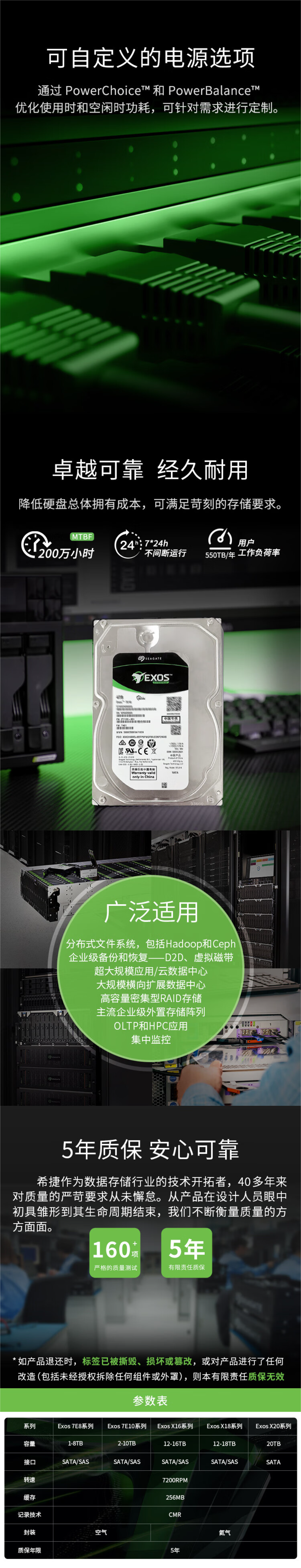 希捷 企业级硬盘 2TB 256MB 7200RPM SATA 银河Exos 7E10系列(SEAGATE ST2000NM000B)