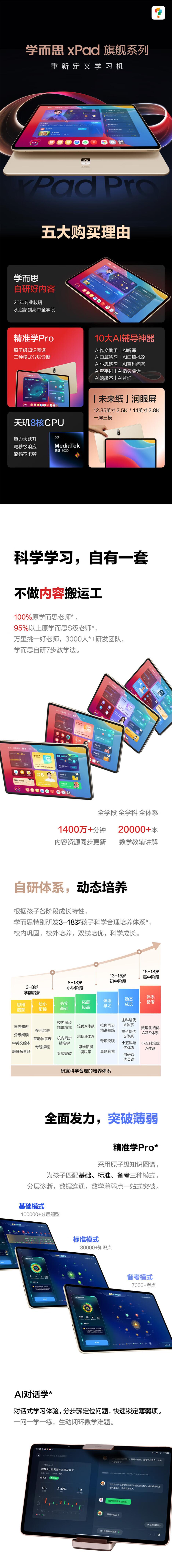 学而思二代旗舰学习机 12.35英寸 14英寸 中学小学学生学习平板家教机护眼学习机AI学习机