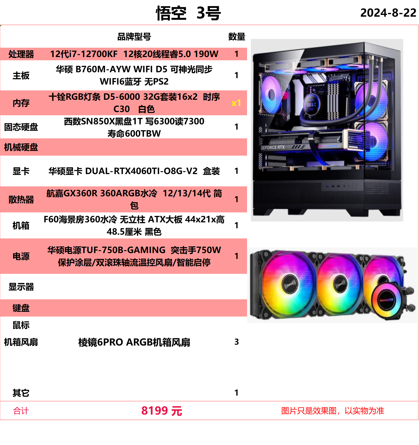 游戏主机 黑神话悟空电脑主机 华硕显卡 6750 4060 4060ti 组装电脑 黑色机箱