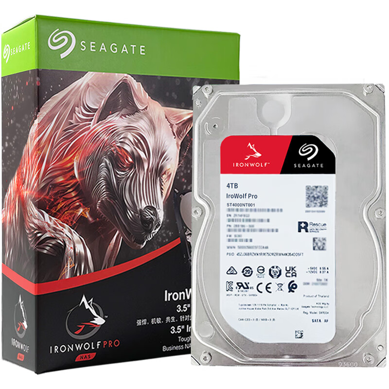希捷NAS硬盘 4TB 7200转 PMR CMR垂直技术 网络存储 Seagate 酷狼PRO ST4000NT001