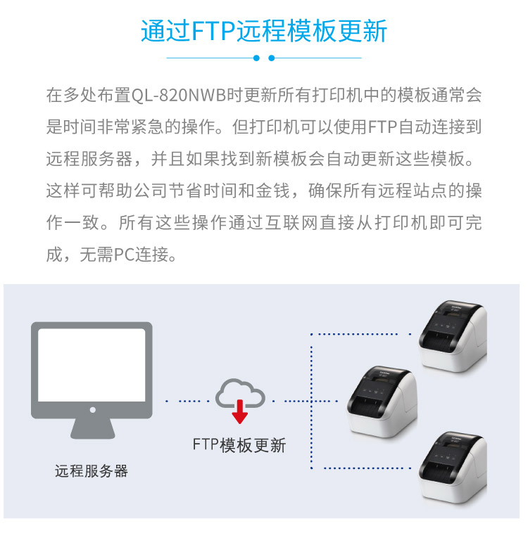 兄弟（brother）QL-820NWB 网络蓝牙热敏标签打印机（黑/红双色同时打印 搭载LCD液晶屏）