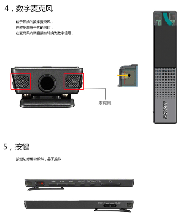 索尼（SONY）ICD-TX650 数码锂电录音棒/录音笔 16G 黑色 会议录音 迷你易携带TX50升级款（黑）